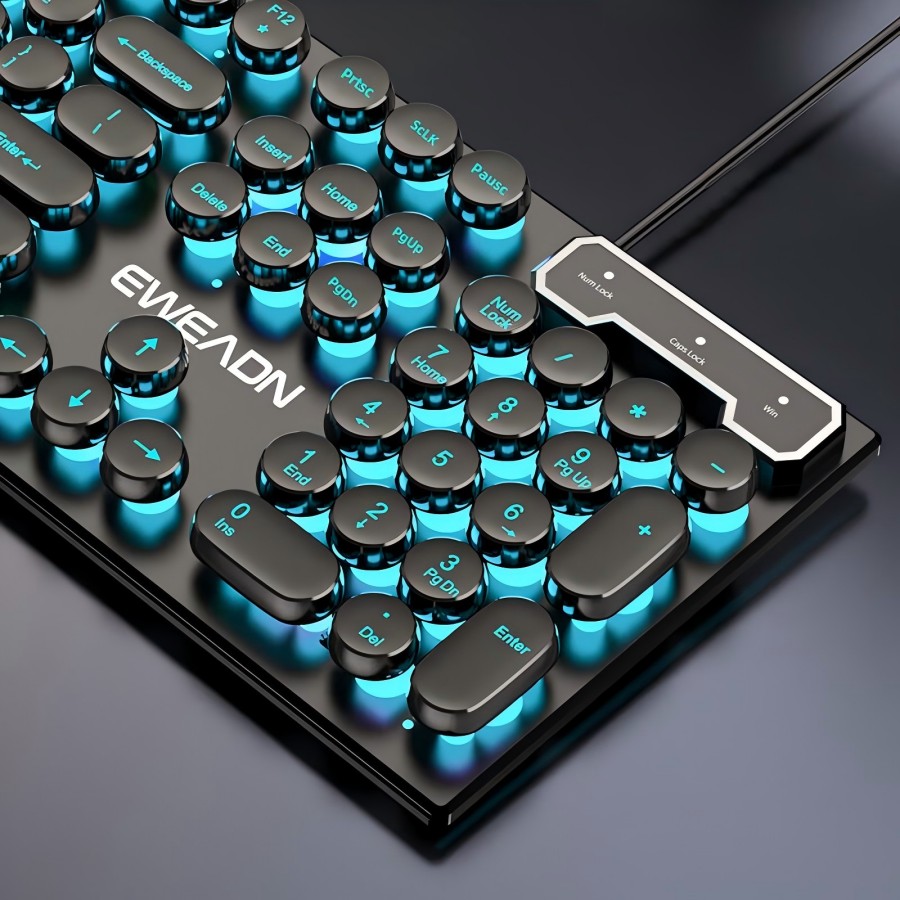 Pc Gaming Keyboard - EWEADN Typewriter Gaming Keyboard, 104 Keys,