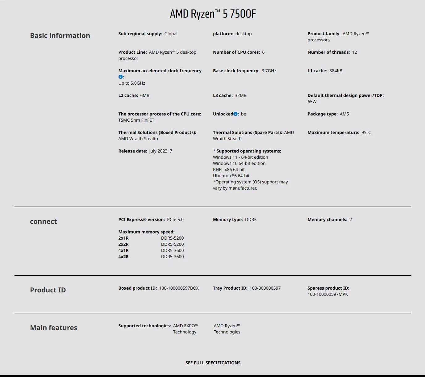 AMD Ryzen 5 7500F AM5 5nm Gami - Pc Gaming Ryzen recension och pris